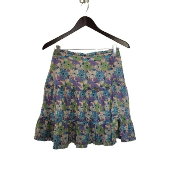 Marc Jacobs Vintage Boho Floral Ruffle Tiered Ruched Slit Scallop Mini Skirt - Picture 4 of 8